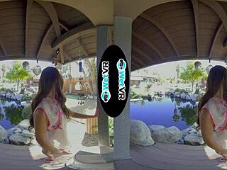 Experience a hot VR massage with a skilled Asian using her pussy to give a creampie
