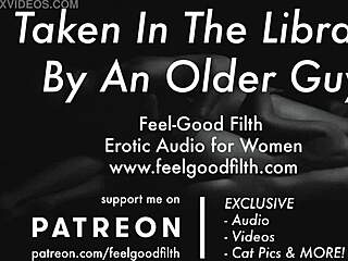 Experienced older man gives you a taste of his erotic audio in the library