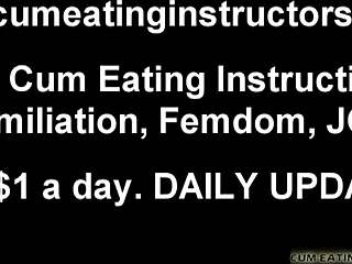 Dominate yourself with your own cum in a hands-free femdom scene