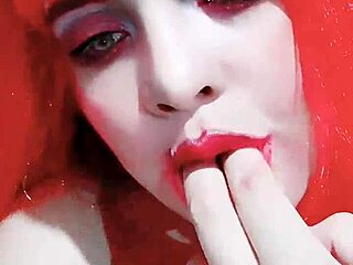 Argentinian girl practices seductive milk licks