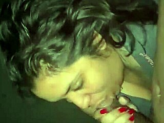 Veronica deepthroats monster black cock then lets stepdad cum on her face after handjob