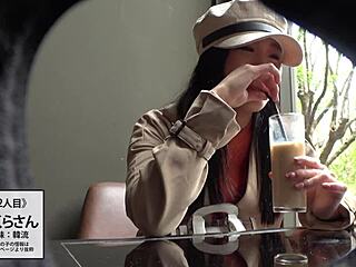 asian girl gives japanese blowjob leading to facial in amateur scene