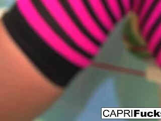 Busty Brunette Capri Cavanni Masturbates Wet Pussy with Big Tits and Ass