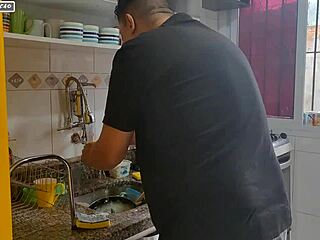 Surprising friend with anal cumshot while wife away