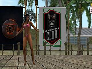 Petite teen dances on hot beach