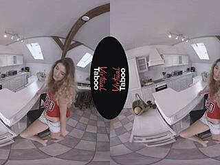 Shaved submissive reaches orgasm under dominant chef