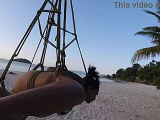 Lordshibarifloripa Rips Clothes Off Big Tits African Babe in Public Shibari