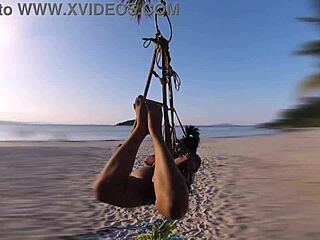 Lordshibarifloripa Rips Clothes Off Big Tits African Babe in Public Shibari