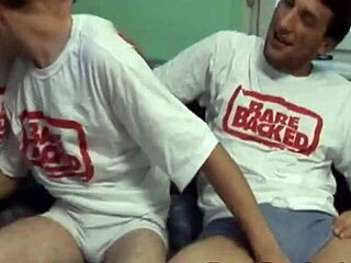 Hardcore Gay Bareback Threesome Pounds Assholes.