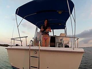 Flashing Boobs on a Boat in Public View