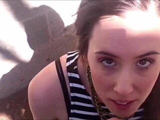 Real Amateur Teen Gives Outdoor Blowjob!