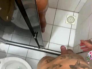 the sexy brunette brazilian amateur masturbates her pussy in the bath with tattoos