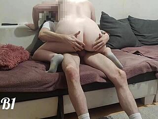 Fast action with amateur neighbor before wife returns