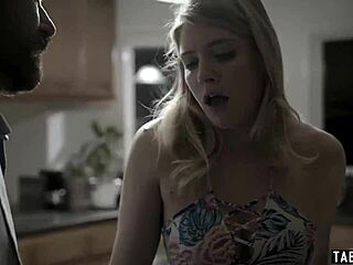 I watch the teen crush on her favorite in the kitchen with taboo cock