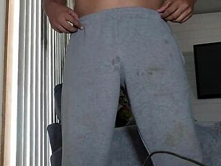 chalatan masturbating in living room with cock