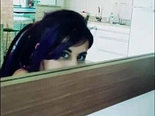 Purple-Haired Beauty Dances Seductively on Desk for Creampie