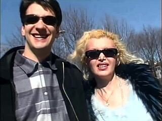 Blonde gives hardcore blowjob while riding!