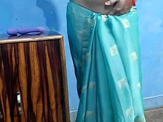 Sensual Bhabhi Pleasures Herself with a Dildo in Green Saree