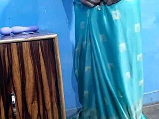 Sensual Bhabhi Pleasures Herself with a Dildo in Green Saree
