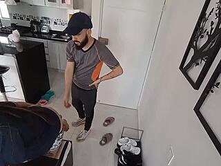 Welcoming Restaurant Delivery Guy With My Bare Latina Heat