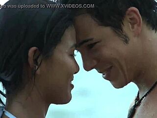 Girl in Sexy Bikini Poses with Crocodile