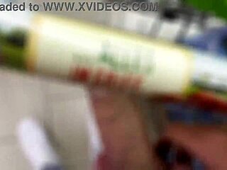 helping a guy cum in a risky supermarket public spot