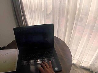 Latina secretary masturbates in office