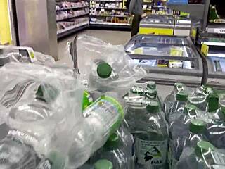 helping a guy cum in a risky supermarket public spot