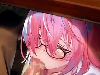 mashu pulls off a sneaky blowjob in anime hentai style