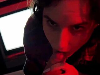 i love getting a pov blowjob in the hotel bath, feeling every suck and lick on my cock