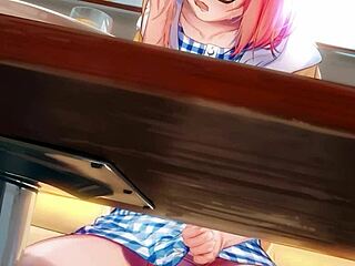 mashu pulls off a sneaky blowjob in anime hentai style