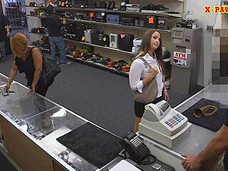Hot ass lady caught banging hard at the pawnshop in a wild reality scene.