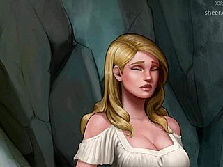 Is This Crazy Big-Tits Blonde Really Chopping His Wooden Cock with an Axe?