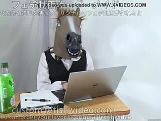 Female office worker in mask.