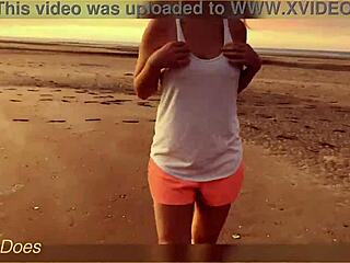 flashing tits under the sunset sky