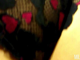 blonde milf undresses post-church to finger wet pussy