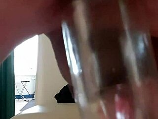 Bottle deep in tight ass for intense play