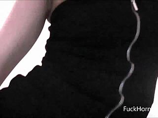 The sexy brunette is sucking and fucking in doggystyle.