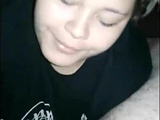 chunky teen blowing lucky dude 😏