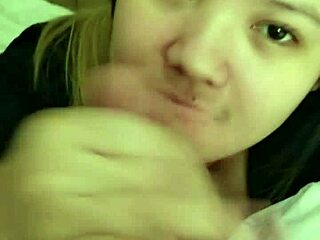 Asian girlfriend sucks dick in homemade video