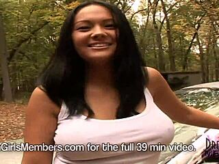 Sexy Dee Shows Big Tits While Washing Car Outdoors