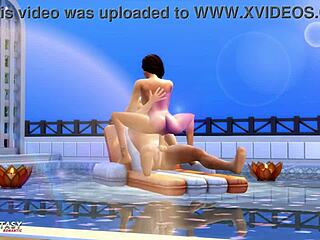 Jade Rosa in Passionpool Sims 4, getting that cumshot by the pool