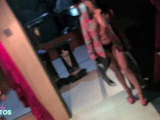 Naughty Amateurs Strip Naked in Swing Club for Blowjobs and Doggystyle