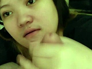 Asian girlfriend sucks dick in homemade video