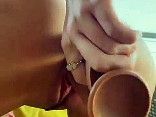 Masturbating with dildo and anal toy in solo video