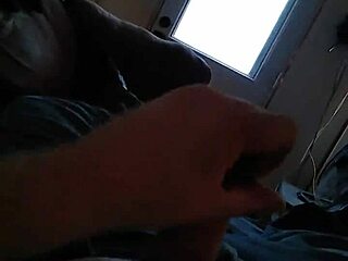 slowly stroking my big cock until i bust