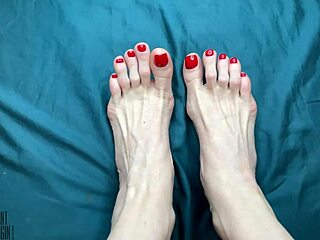 Amateur couple indulges in foot fetish and pedicure in red