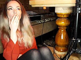 Wife Smokes Cigarette Before Intense Action.