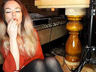 Wife Smokes Cigarette Before Intense Action.