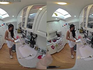 Virtual reality cooking with hot Pinay babe in kitchen